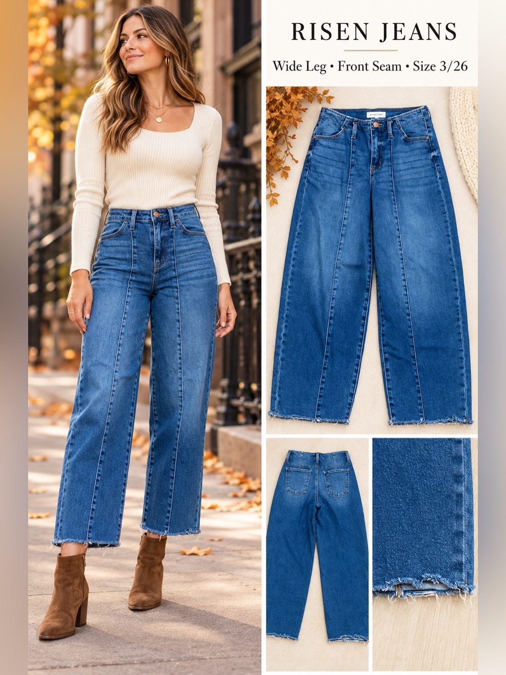 Risen Jeans High-Rise Wide Leg Jeans in Blue